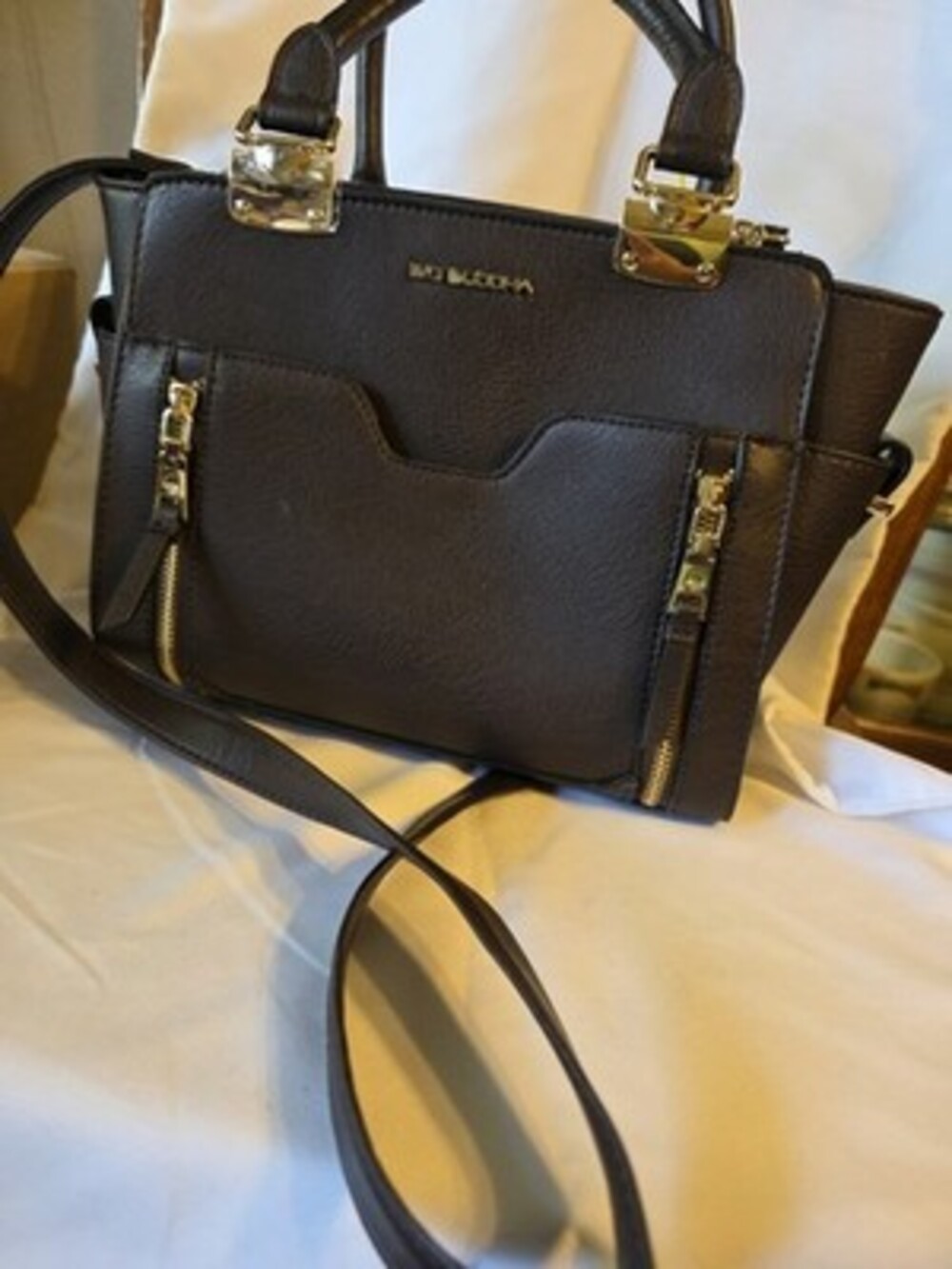 Big Buda Woman's Fashion Purse Brown With Gold Buckles New